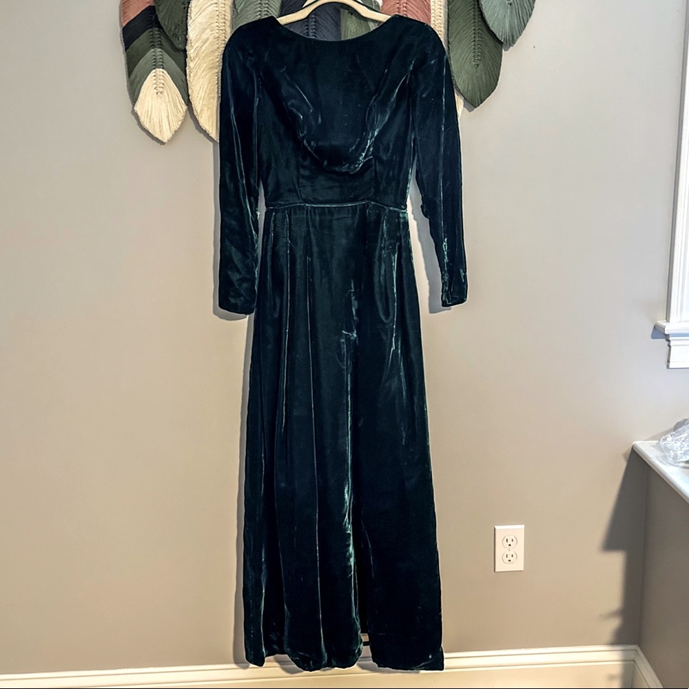 Whimsigoth / Witchy / Witchcore Vintage 1950s Green Velvet Column Dress -Size 0